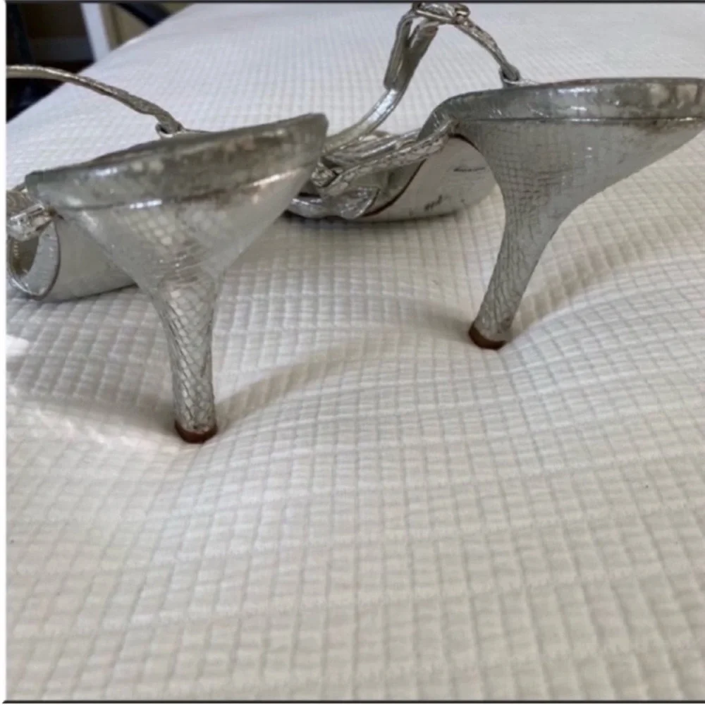 Women's Nina Metallic Silver Strappy Heels Size 9